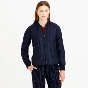J. Crew Navy Quilted Bomber Jacket
